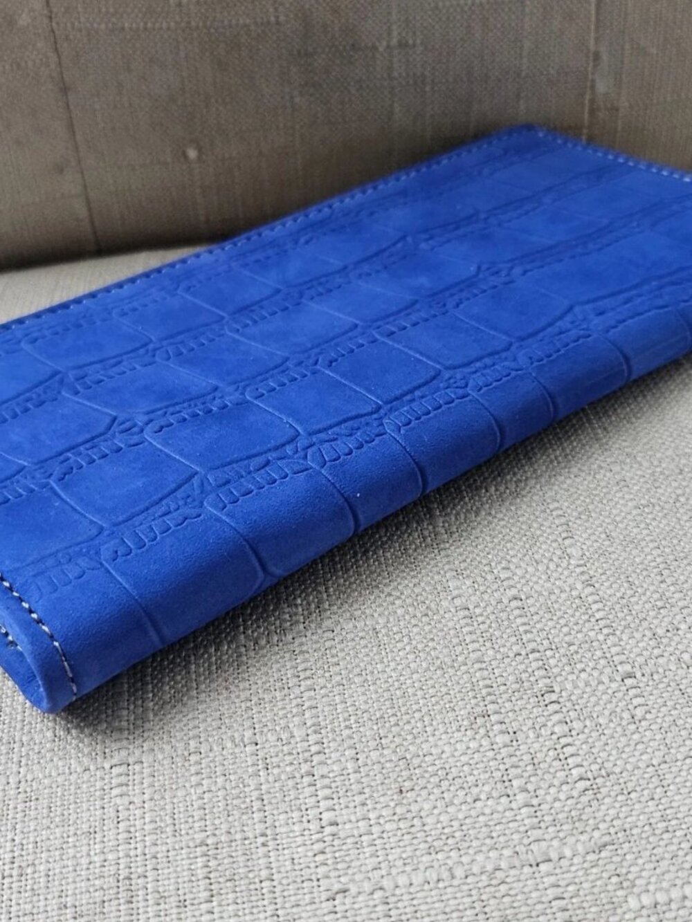Long Wallet Cardholder Blue Genuine Leather Billfold Clutch Purse Handma - Picture 2 of 12